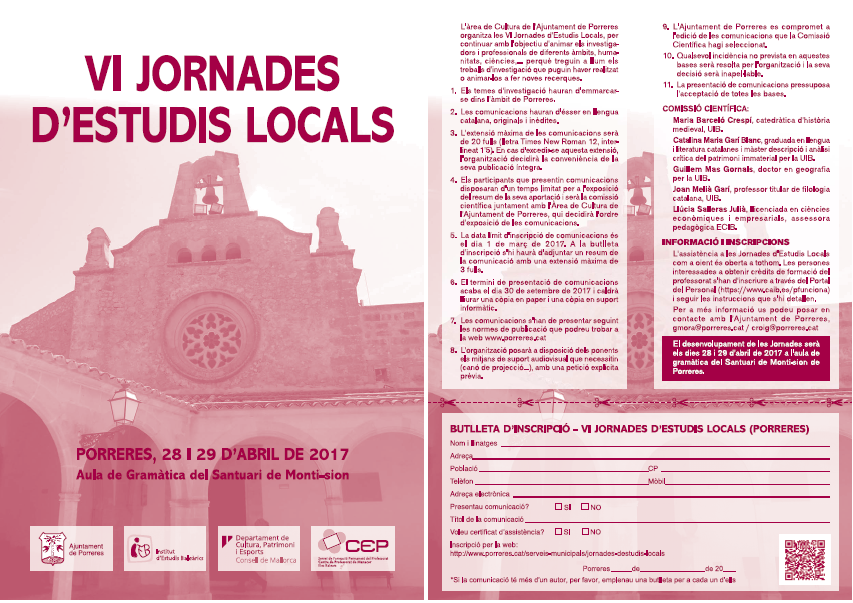 VI JORNADES D'ESTUDIS LOCALS DE PORRERES