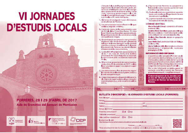 VI JORNADES D'ESTUDIS LOCALS DE PORRERES