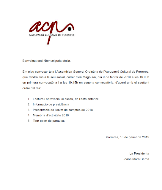 ASSEMBLEA GENERAL DE SOCIS I SÒCIES 2019