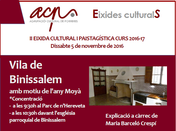 II eixida cultural i paisatgística A LA VILA DE BINISSALEM