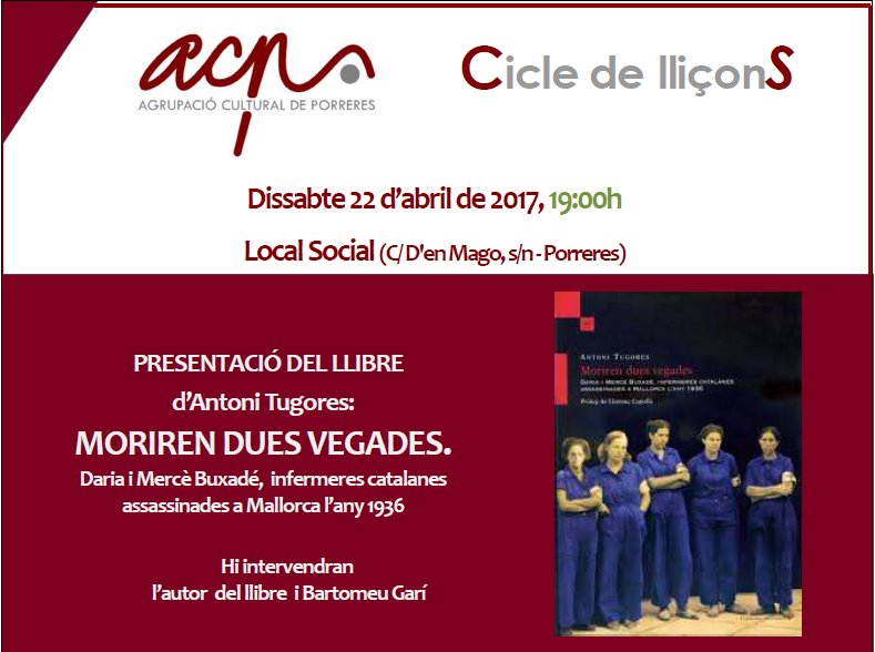 Presentació del llibre MORIREN DUES VEGADES , original d'Antoni Tugores