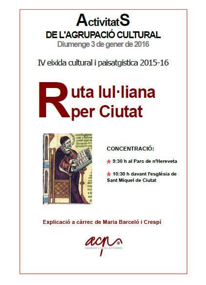 IV eixida cultural: ruta lul·liana per ciutat
