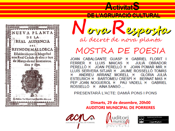 MOSTRA DE POESIA: NOVA RESPOSTA AL DECRET DE NOVA PLANTA