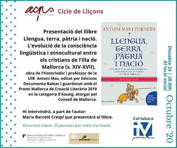 CICLE DE LLIÇONS: Presentació del llibre Llengua, terra, pàtria i nació
