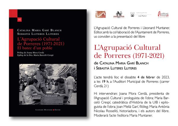 PRESENTACIÓ DEL LLIBRE "L'Agrupació Cultural de Porreres (1971-2021). El batec d'un poble".