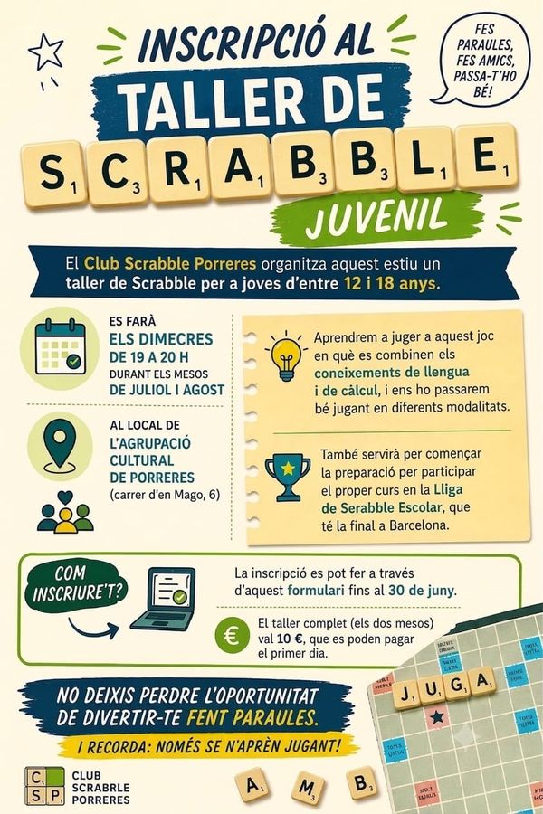 INSCRIPCIÓ AL TALLER DE SCRABBLE JUVENIL